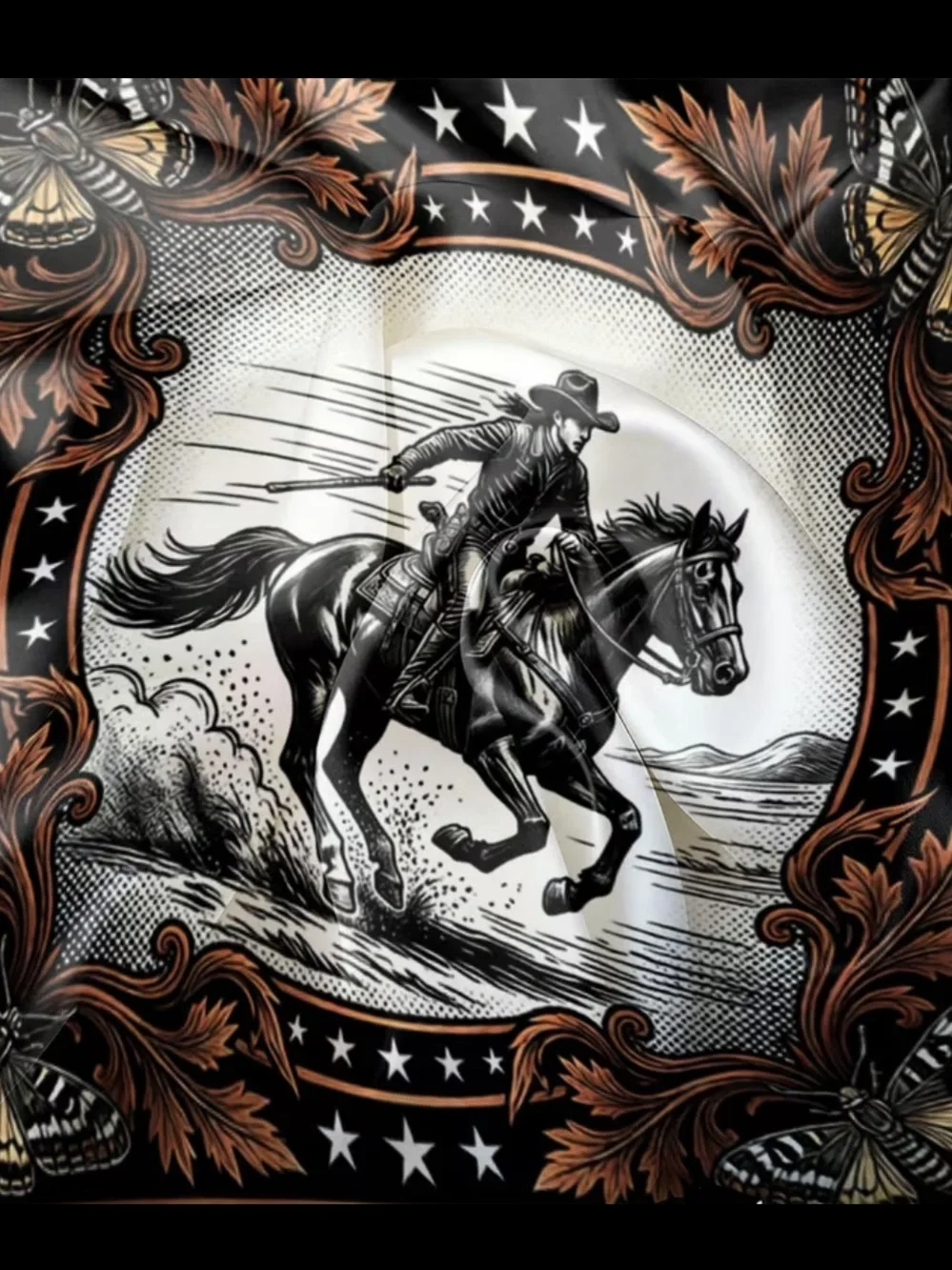 Black & Brown Western Cowboy Print Scarf - Men's Accessory